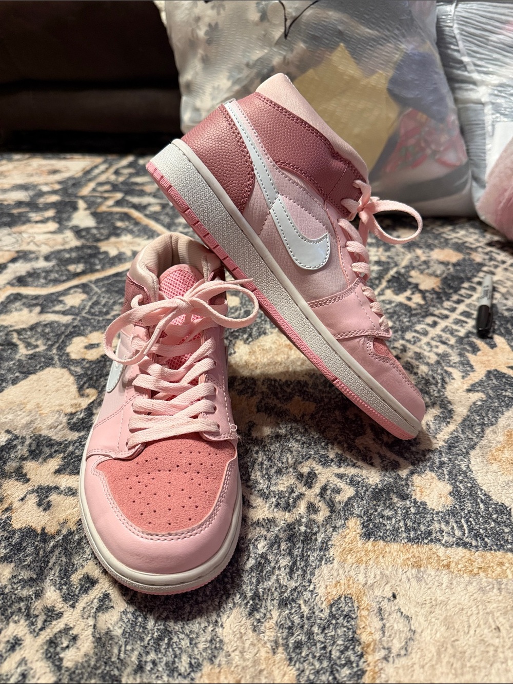 Nike pink Jordan 1s, Size US 8W